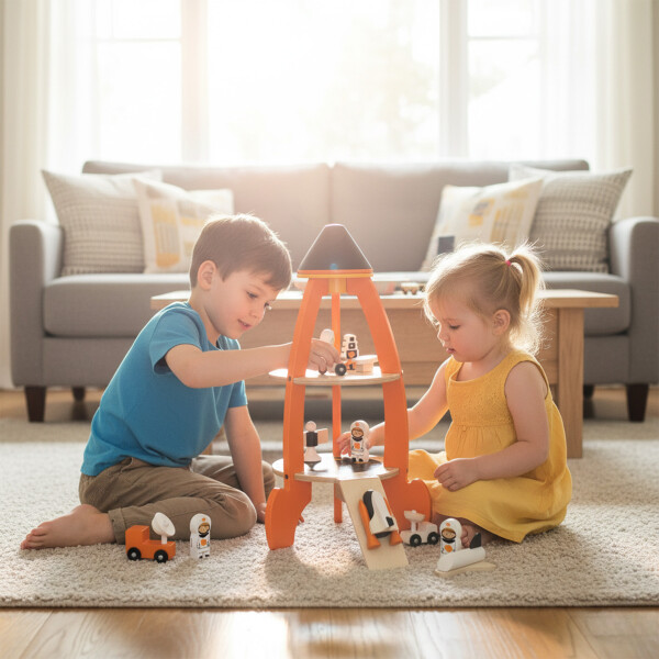 Tender Leaf Toys Cohete Nave Espacial Set Juguete Madera Tender Leaf Toys Cohete Nave Espacial Set Juguete Madera