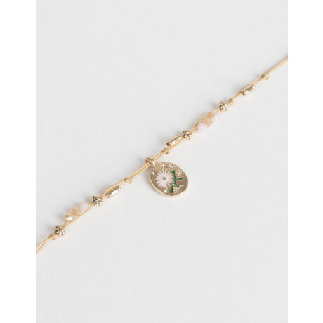 Pulseras Flexibles Con flores Dorado