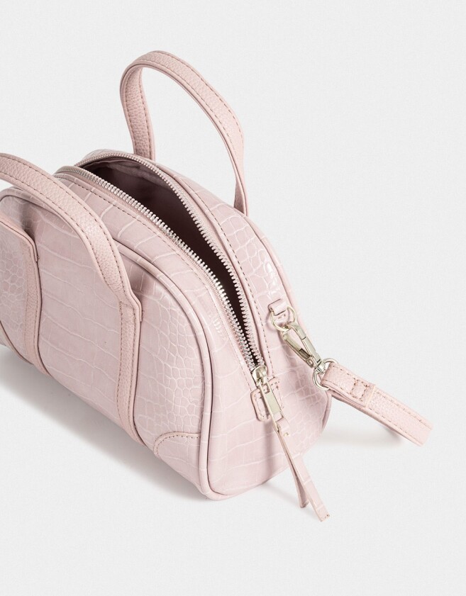 Bowling Noche Cartera Bowling Efecto Croco - Violeta Lila