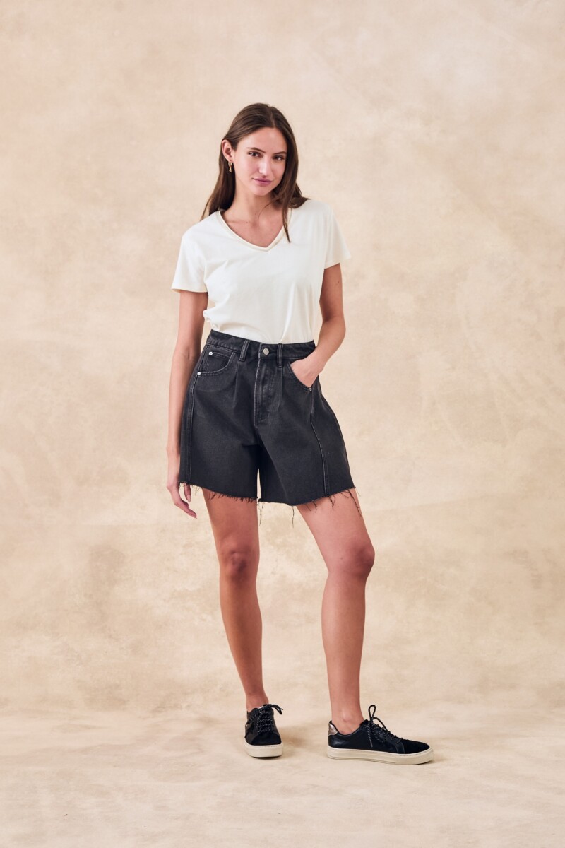 Remera Escote V Metalizado Crudo