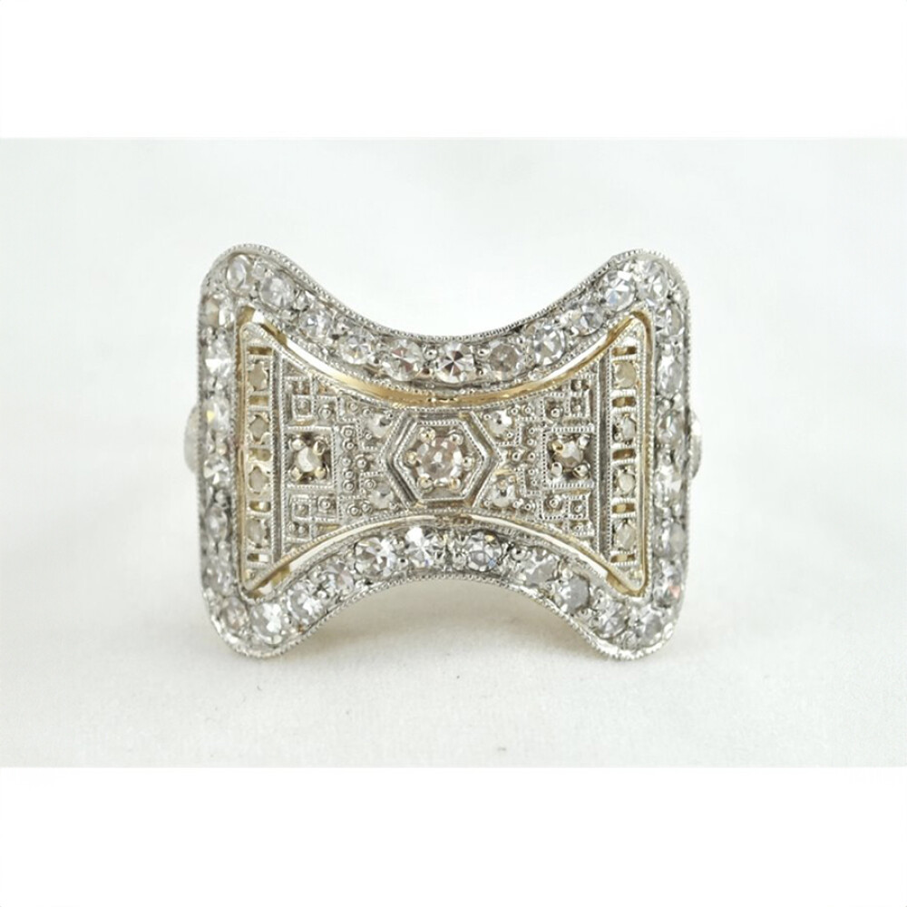 Anillo De Platino, Oro 18K Con Brillantes Y Diamantes Anillo De Platino, Oro 18K Con Brillantes Y Diamantes