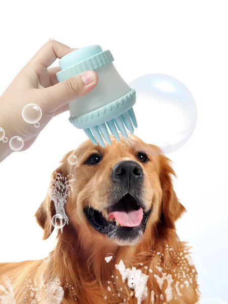 CEPILLO MASCOTAS PARA BAÑO CELESTE
