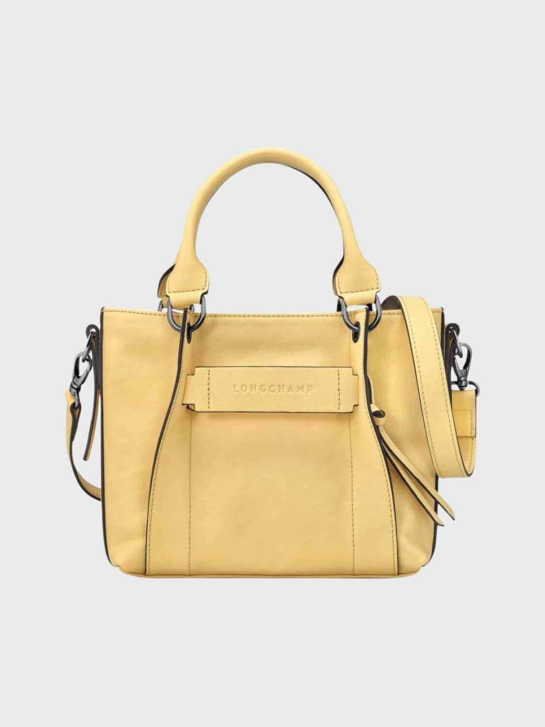 Longchamp -Cartera de cuero con correa extraible, 3D Amarillo Pastel