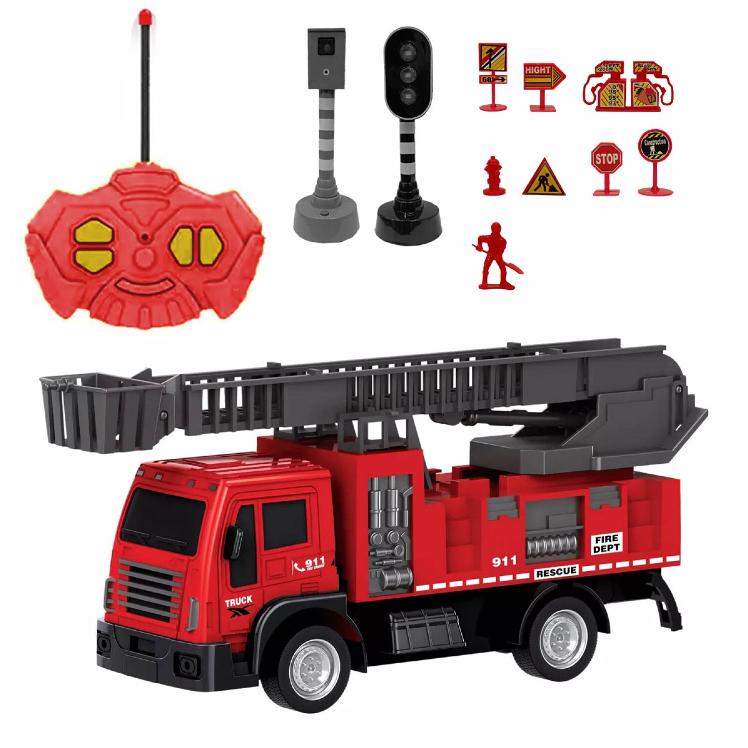 Camión Juguete A Control Remoto Bombero Basura Grúa Bombero — El