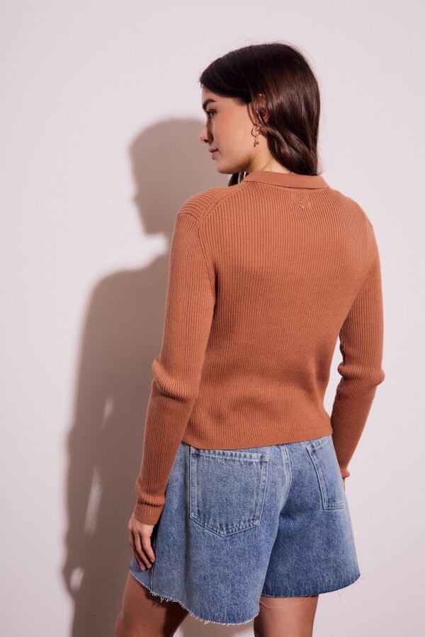 Cardigan Cuello Polo Mocha