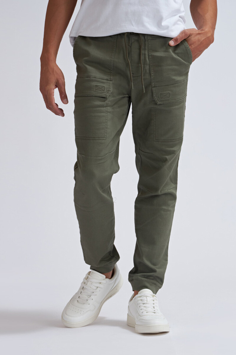 Pantalón cargo jogger de algodón Verde Militar