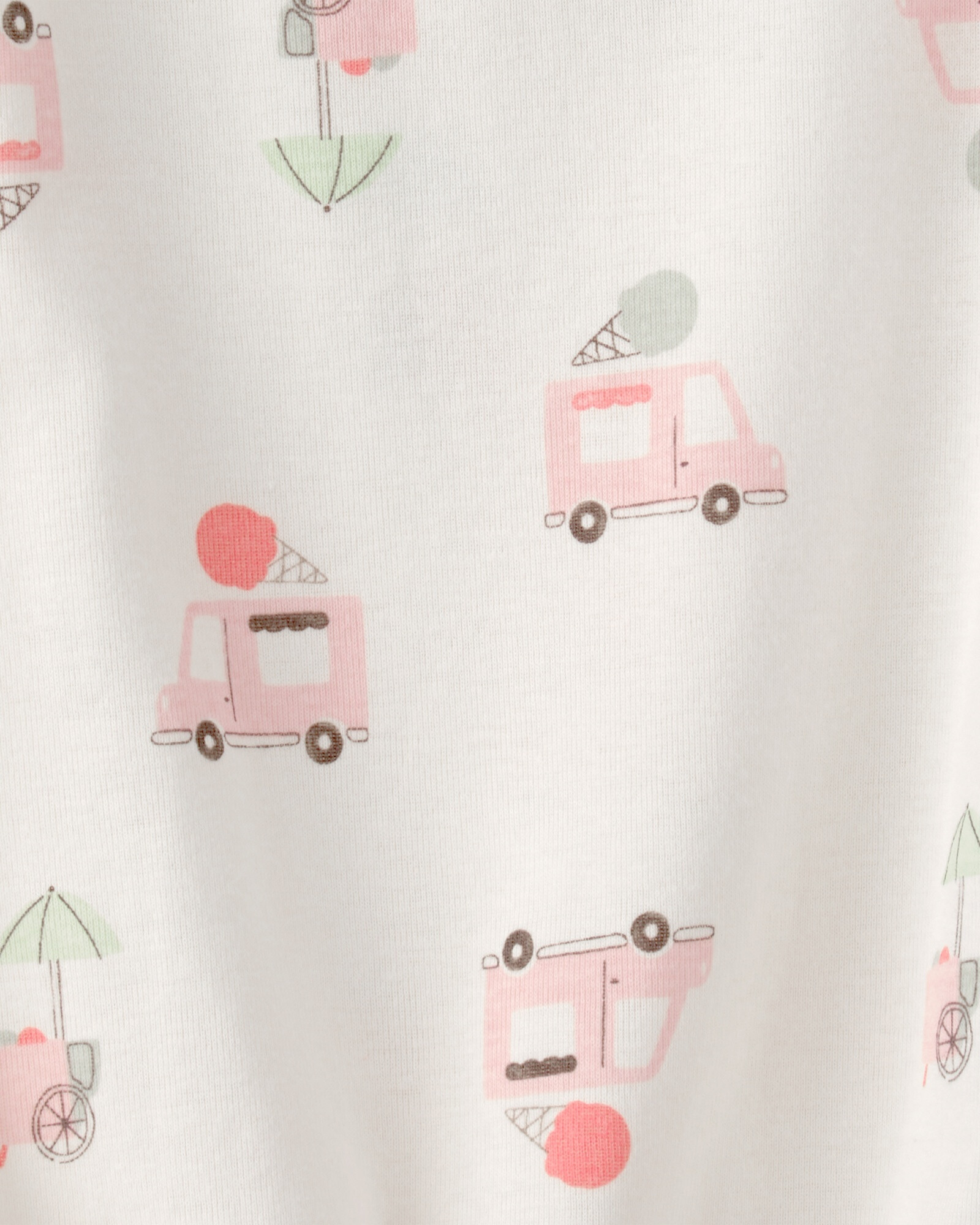 Monito bombachudo de algodón, blanco, diseño camiones de helado Sin color