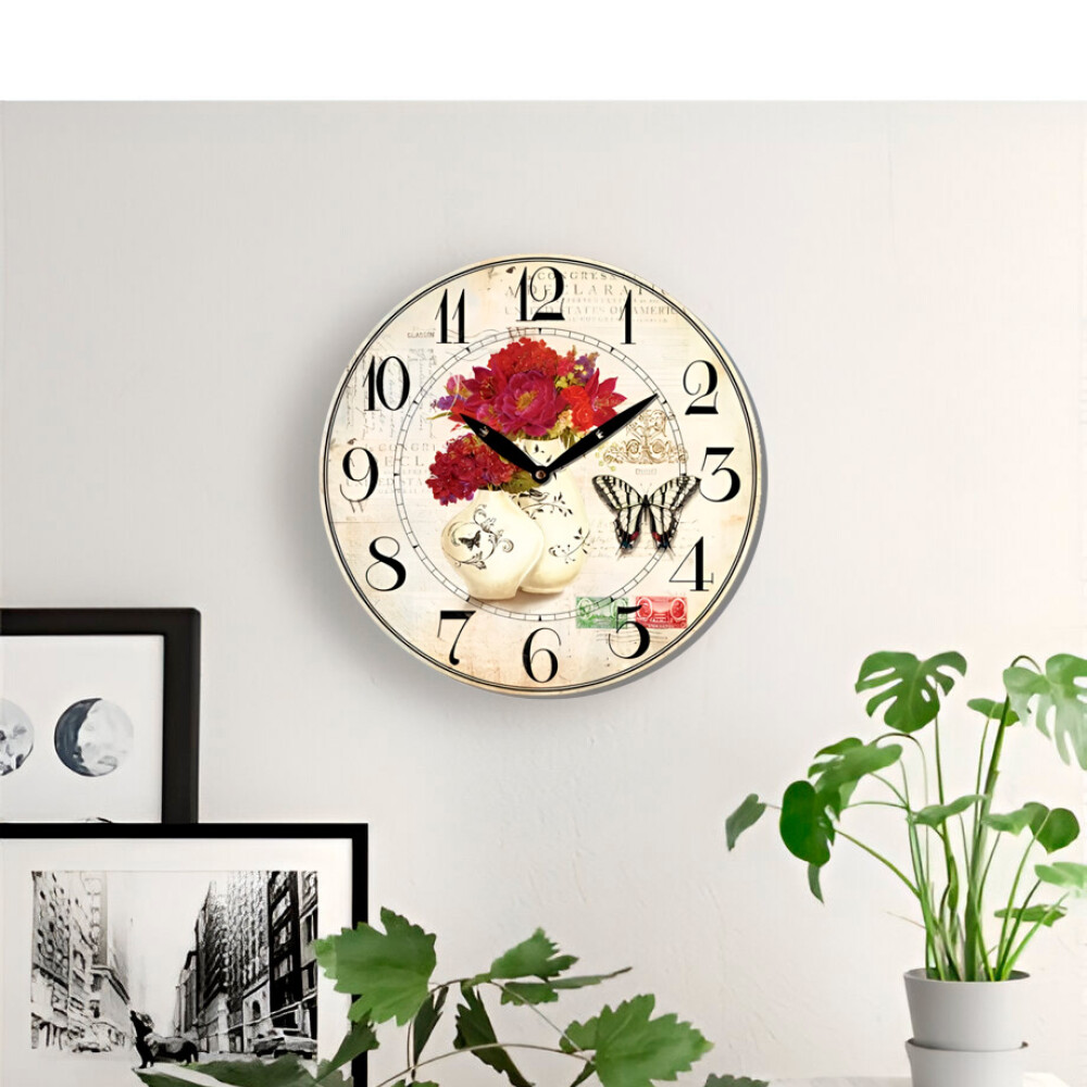 Reloj de Pared - Flores Rojas Reloj de Pared - Flores Rojas