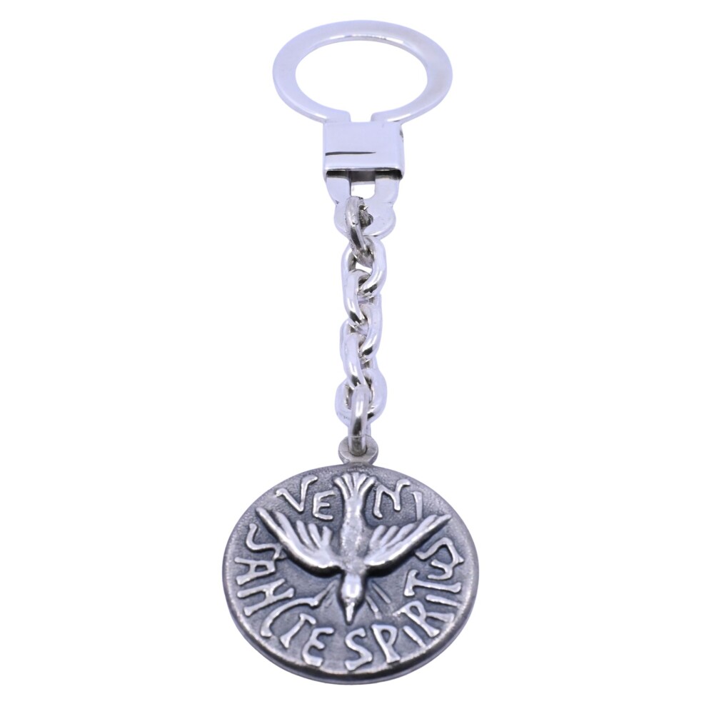 Llavero plata 925 con medalla espíritu santo. Diámetro 26 mm Llavero plata 925 con medalla espíritu santo. Diámetro 26 mm