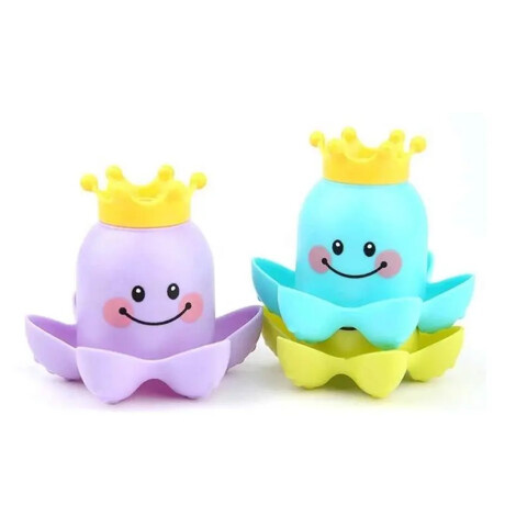 Set Baño Bebé con Bañera Plegable + Juego de Agua 3 Pulpos Celeste