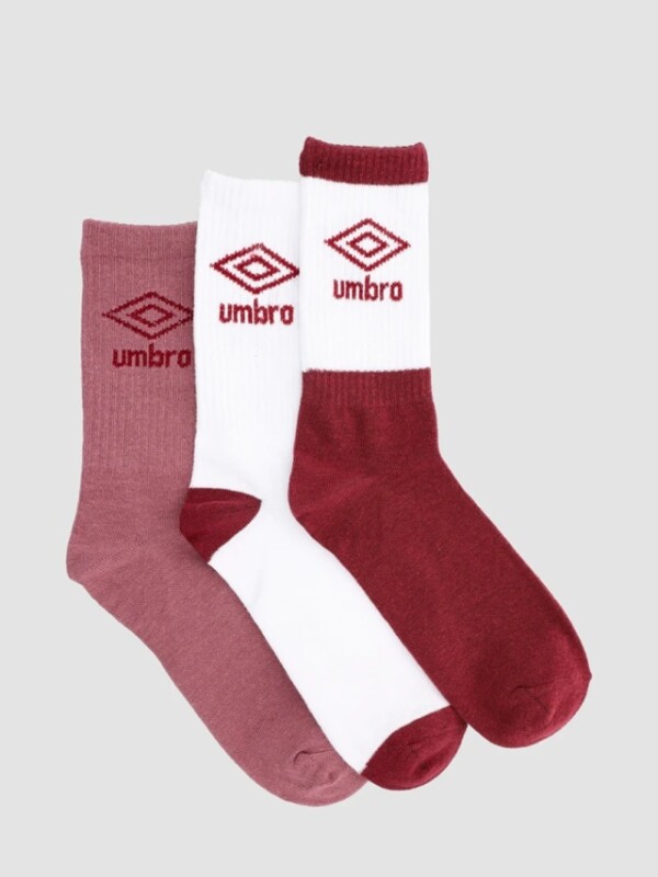 Medias Terry Dama Pack x3 Umbro Hombre Beige, ordeaux, Blanco, H