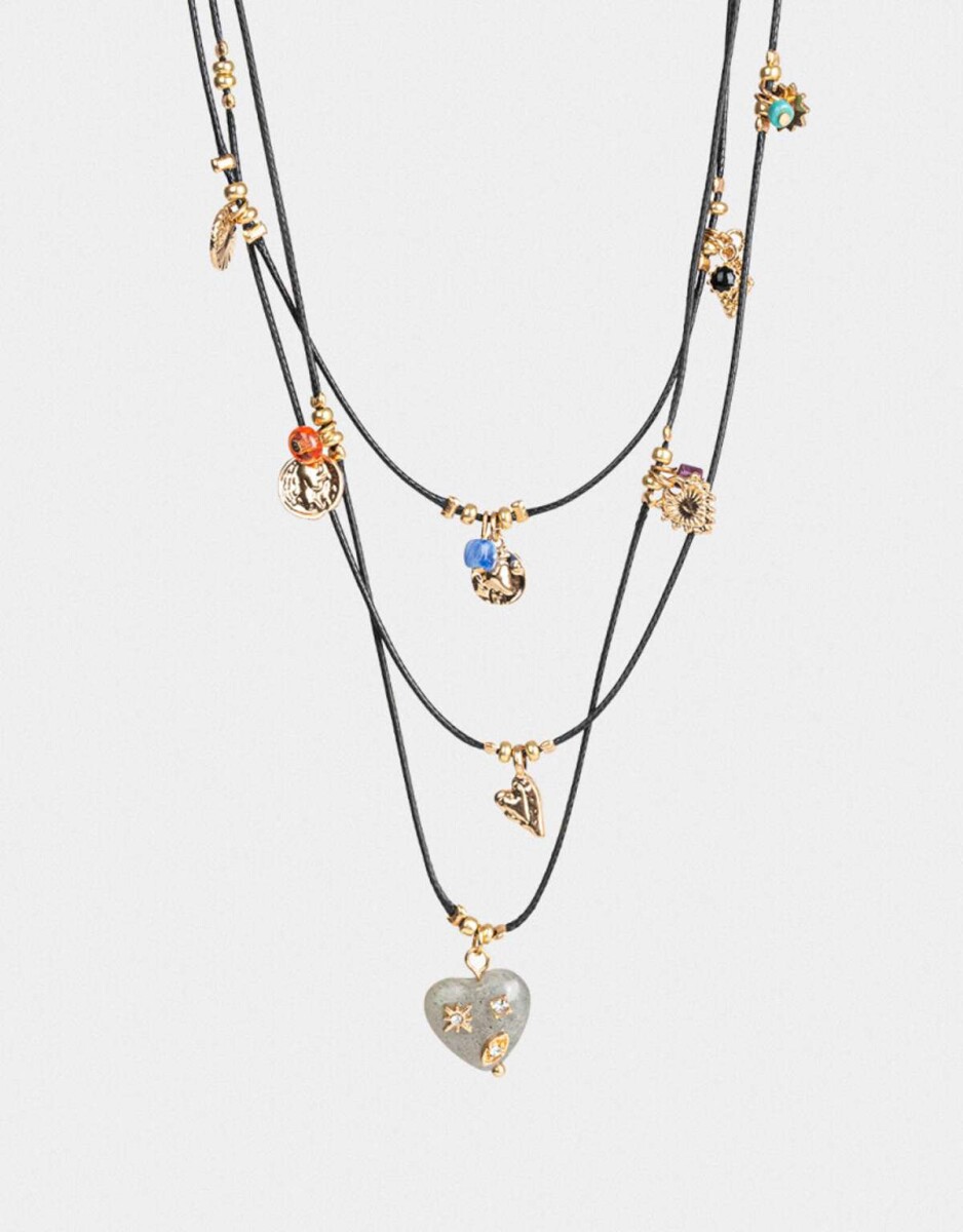 Collares Cortos Con Piedra Natural - Dorado 