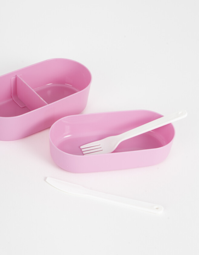 Artículos cocina Lunchera Con Cubiertos - Rosa Claro