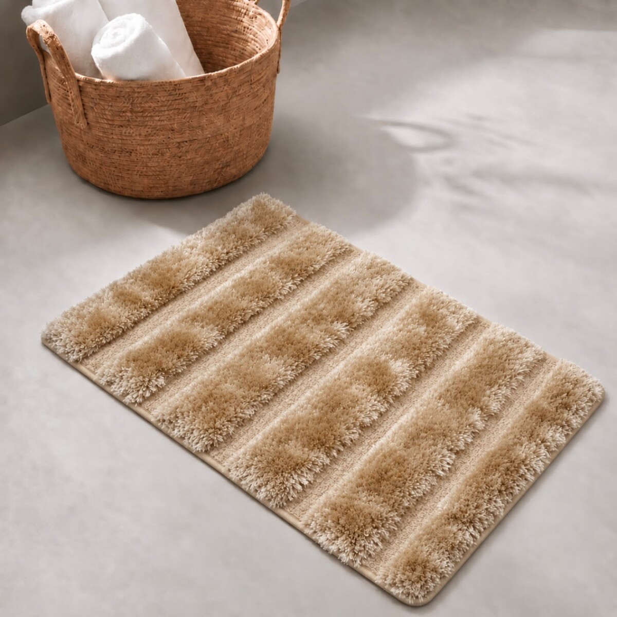 Alfombra de Baño de Pelo Largo con Rayas en Relieve 40x60cm 
