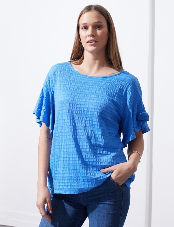 Blusa Punto Smocked AZUL