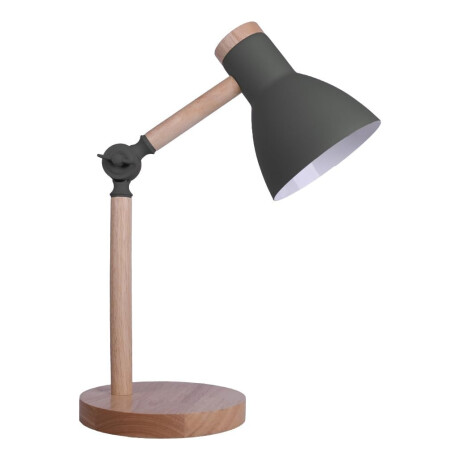 Lampara De Escritorio Portatil Nordica Madera Y Metal Gris
