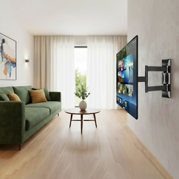 Soporte De Pared Movil Brazo Acero Tele Tv De 37-70" Brateck Color Negro