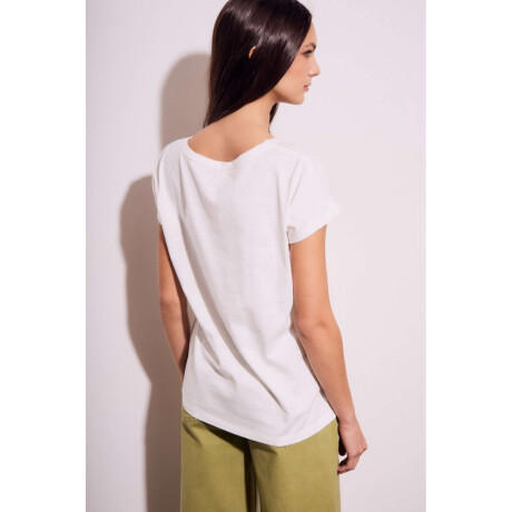Remera Bordada Alodon Flame Nacar