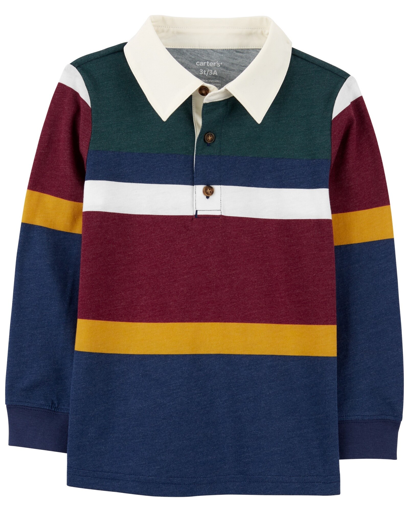 Remera polo de algodón, diseño colorblock. Talles 2-5T Sin color