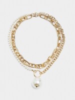 Set De Collares De Eslabones Con Perlas blanco