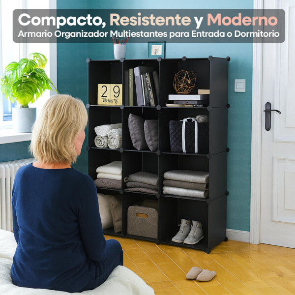 Estantería Biblioteca IMBACK IBK-PLC009 | 12 Cubos Modulares, Compacta, Resistente y Versátil Negro Estantería Biblioteca IMBACK IBK-PLC009 | 12 Cubos Modulares, Compacta, Resistente y Versátil Negro