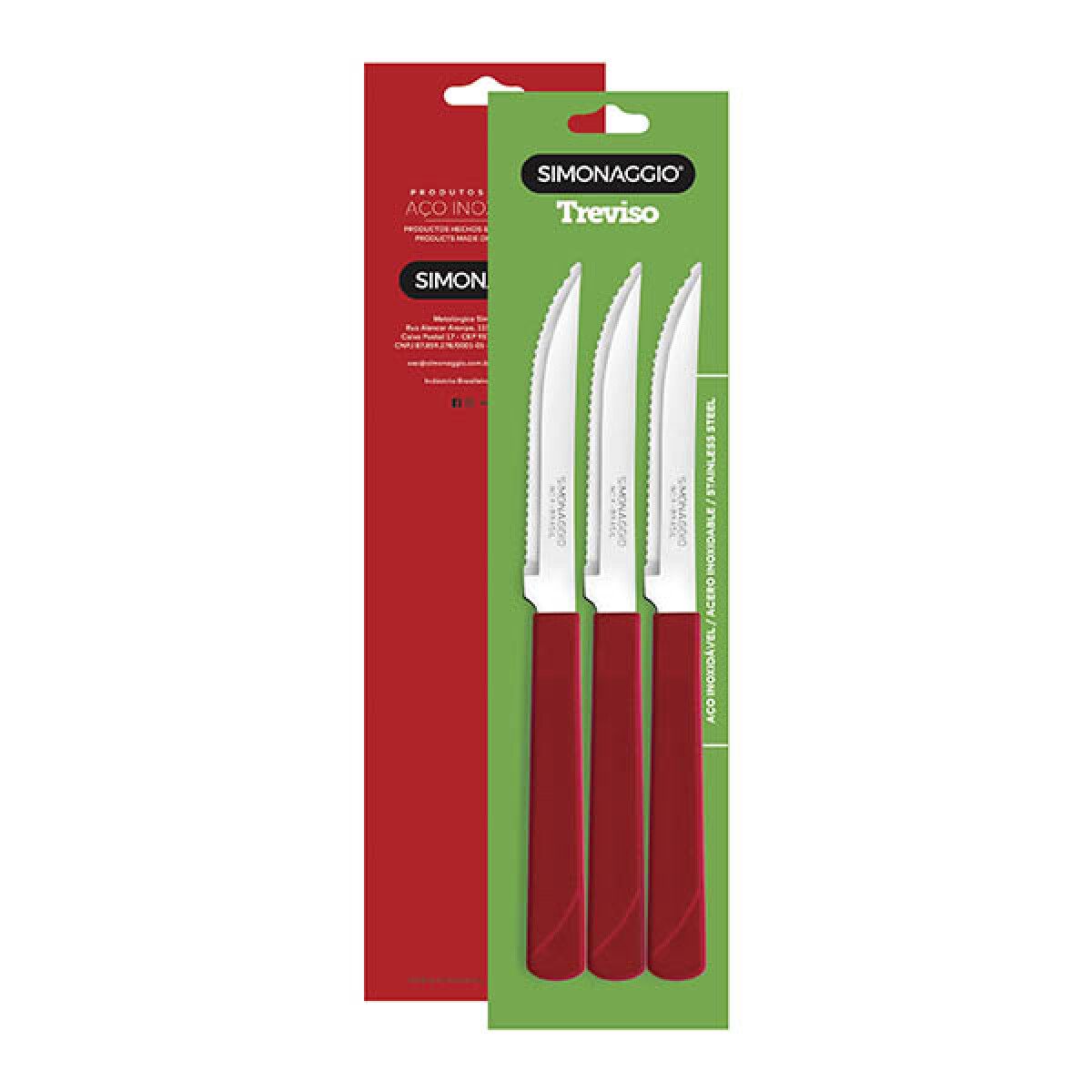 Set X3 Cuchillos Treviso de Simonaggio - ROJO 