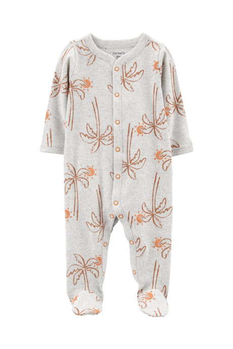 Pijama una pieza de algodón con pie diseño palmeras Sin color