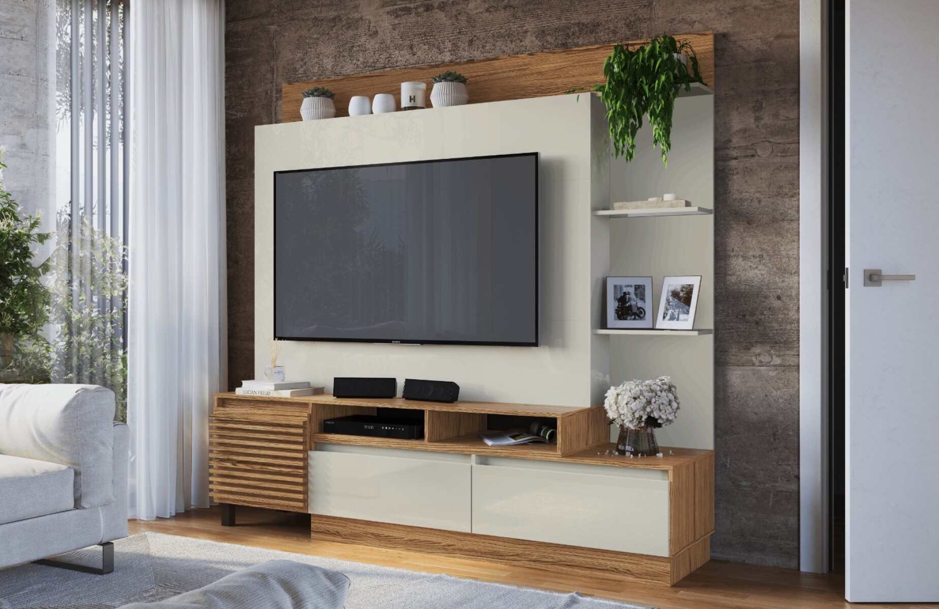 MODULAR PARA TV SINFONIA - CARVALHO/CREMA HO-5120 