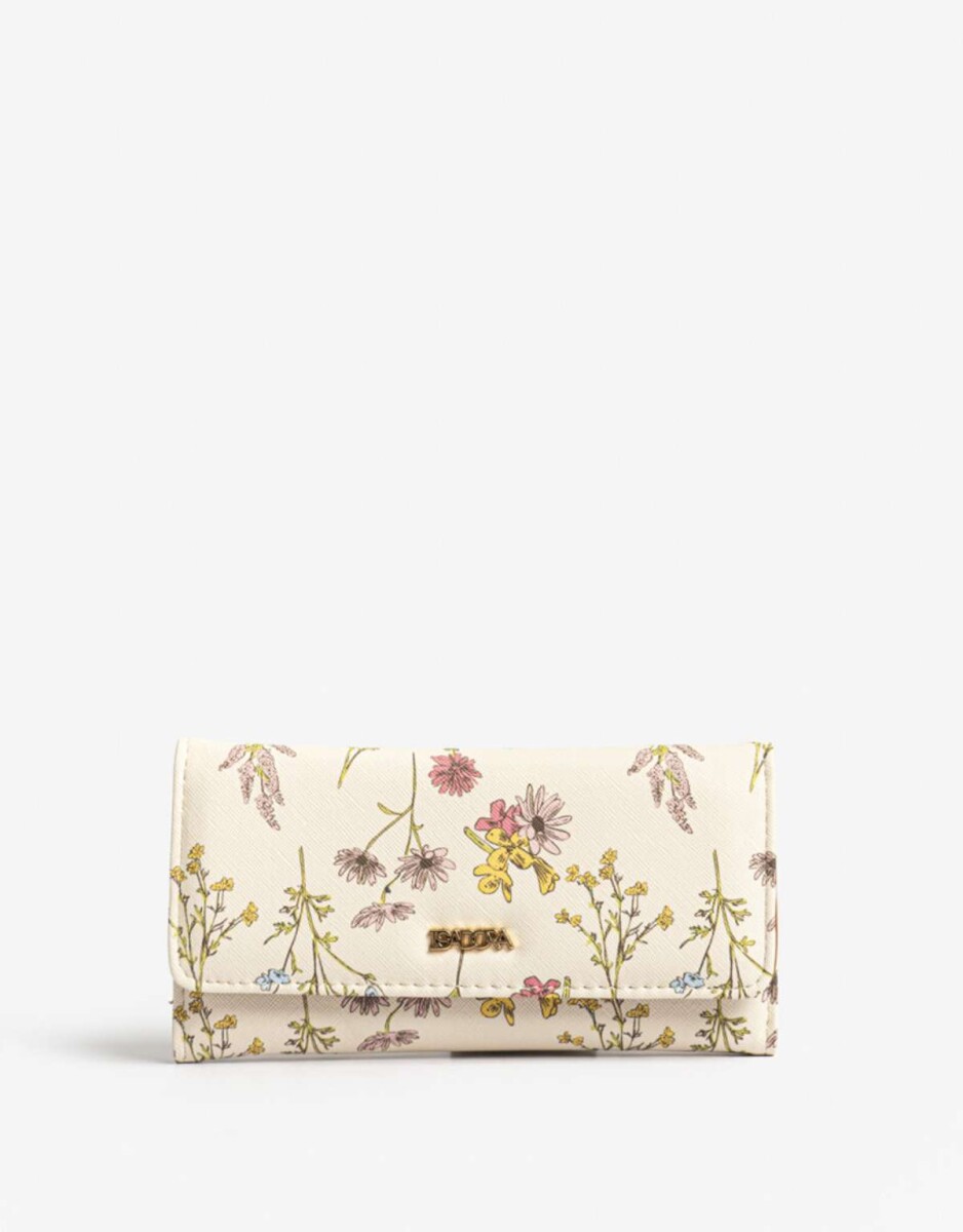 Billetera Fichero Con Solapa - Estampado Flores 
