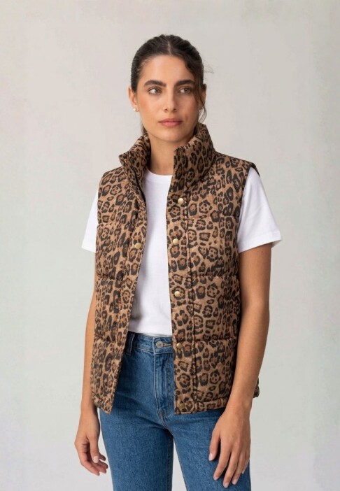 chaleco Print Puffer Marron