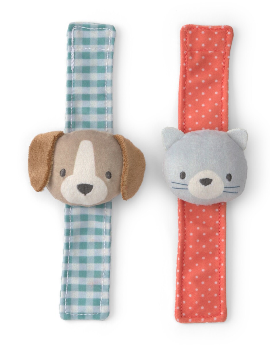Set dos sonajeros de tobillo y muñeca, diseño perro y gato 