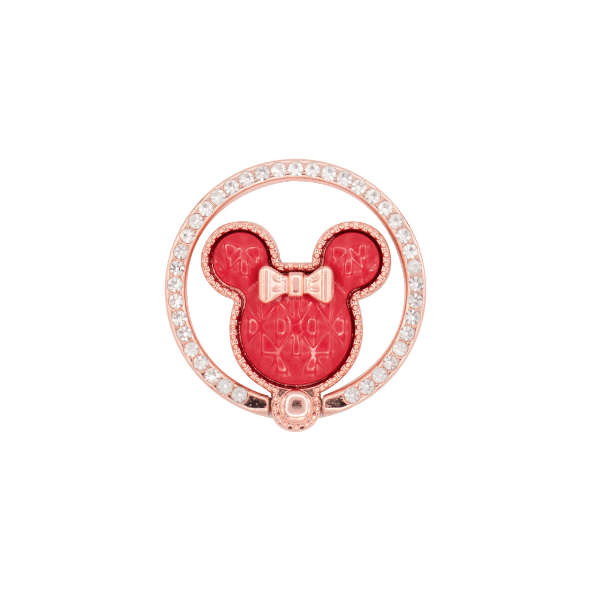 Anillo para celular diseño orejas con brillos color rojo 