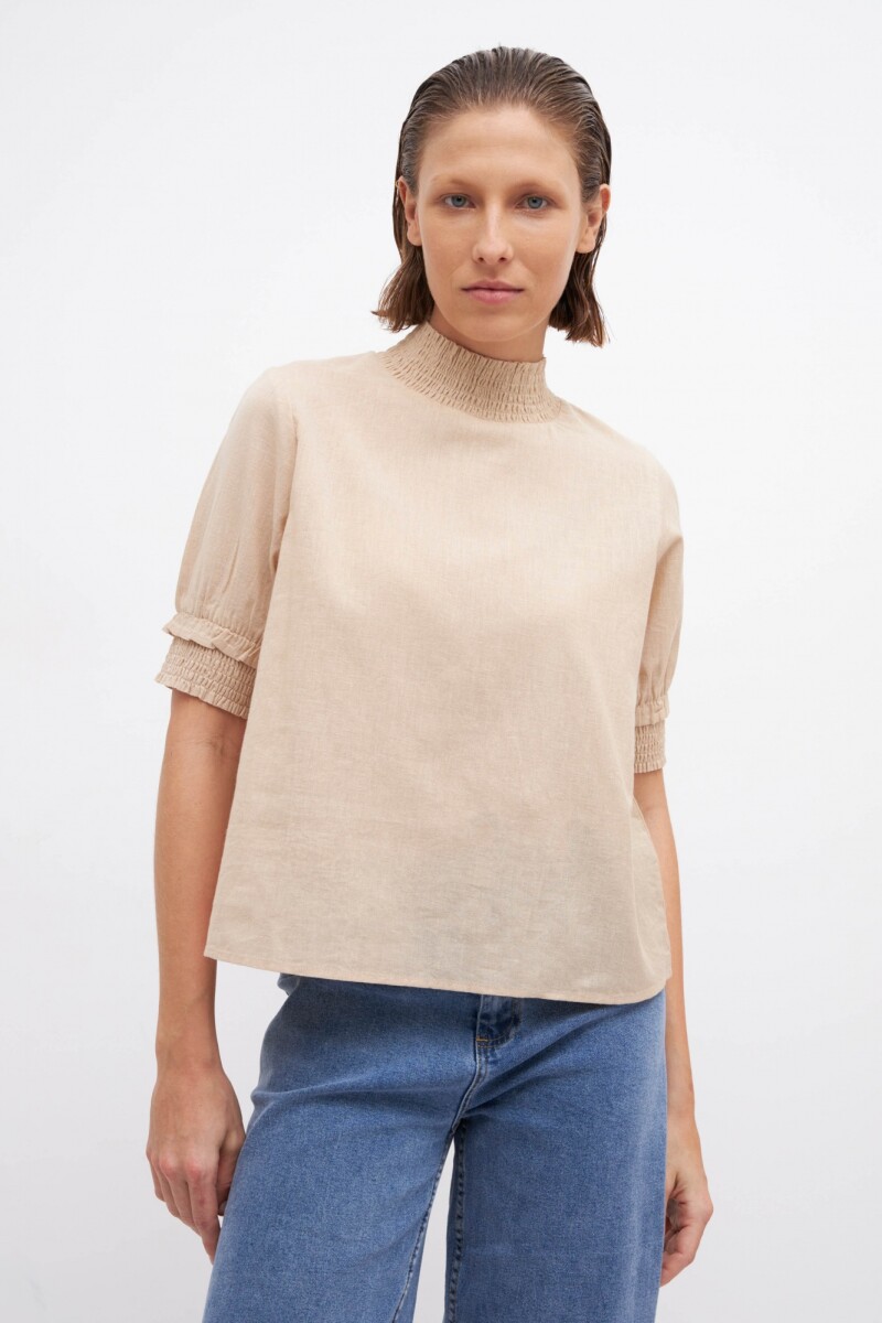 Blusa punto smock - beige 