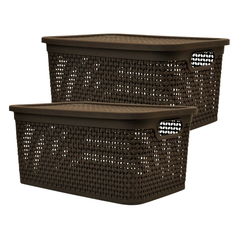 Set x2 Caja simil ratán 7,5 lts CHOCOLATE