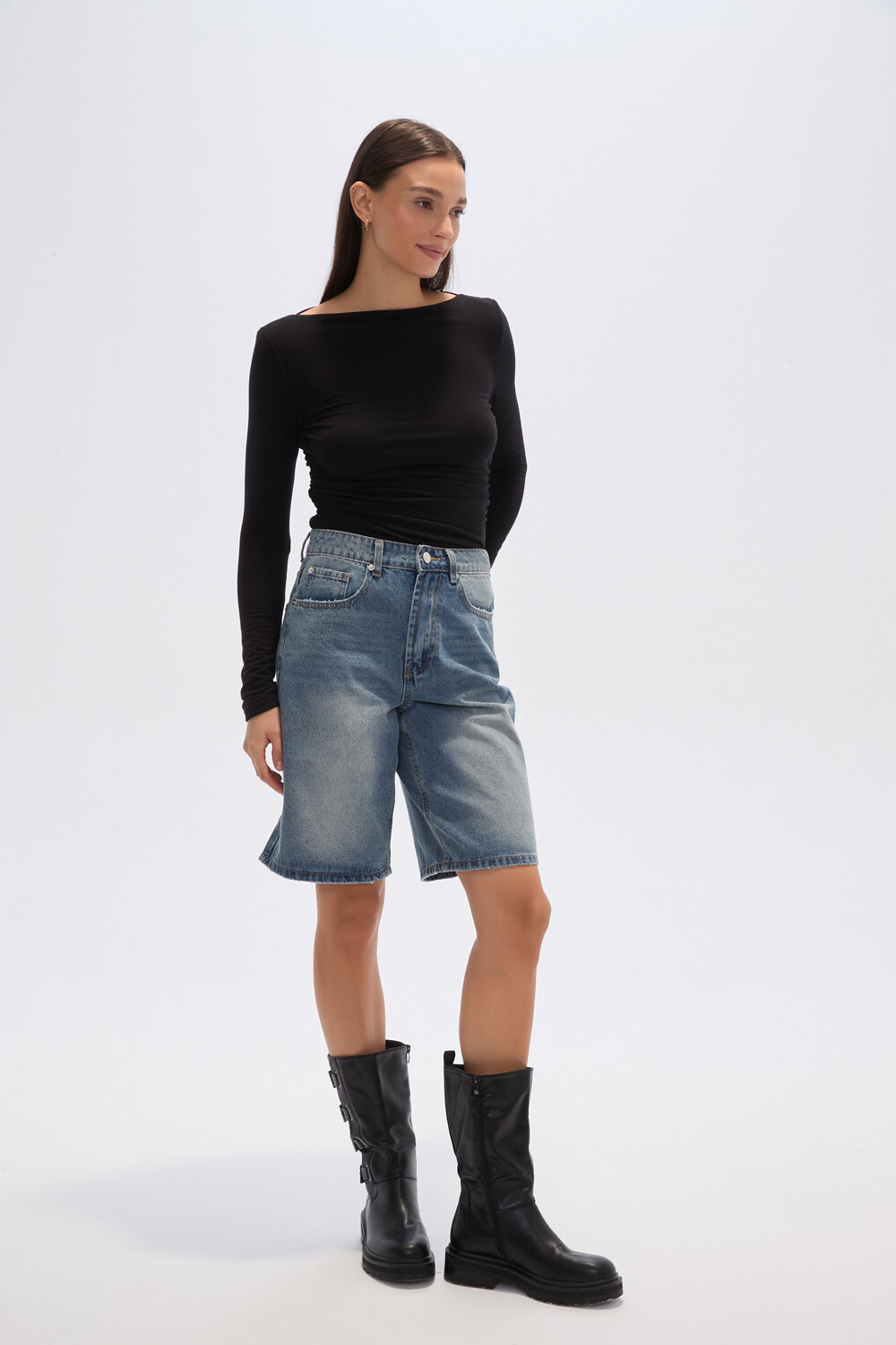 Bermuda Mileno Azul Grisaceo