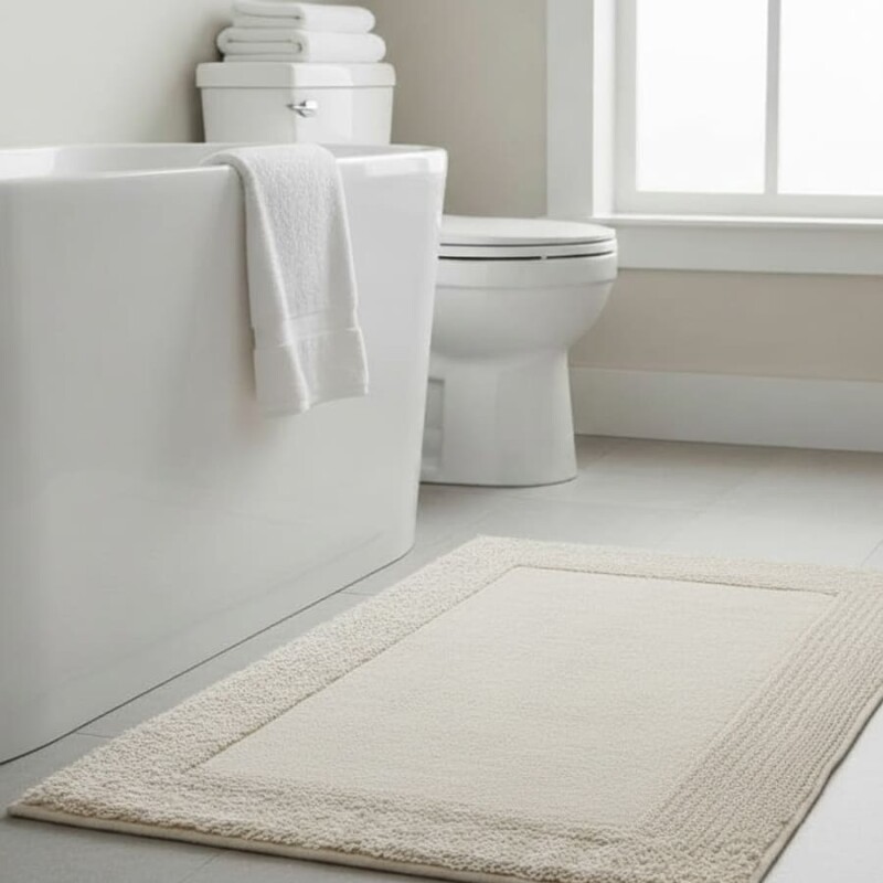 Alfombra de baño algodón 50x80cm beige