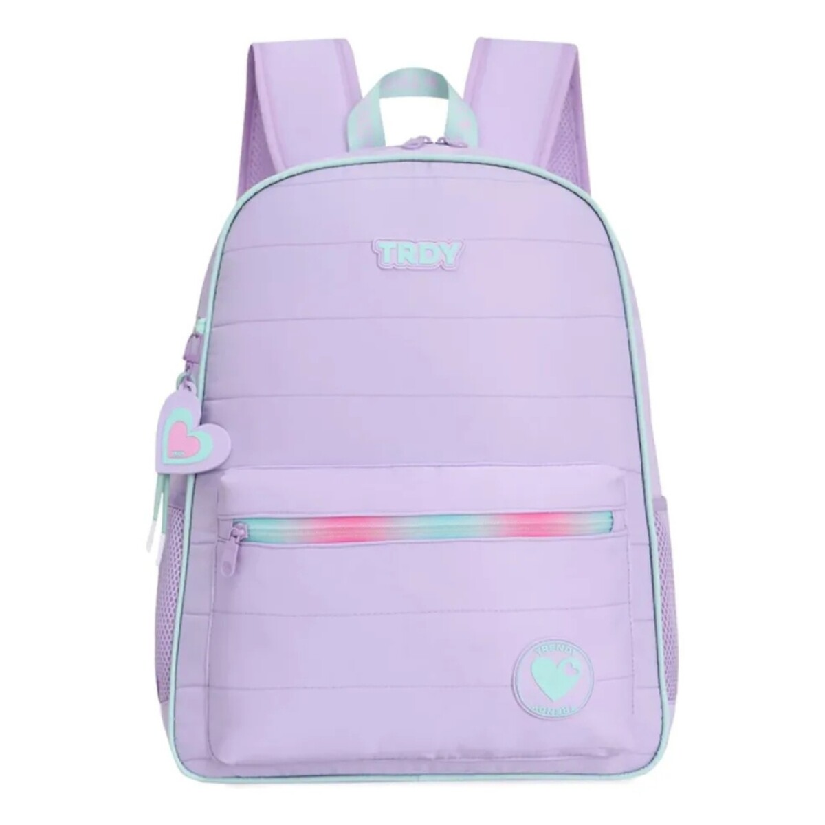 Mochila Trendy Escolar con porta botellas y llavero - Lila 