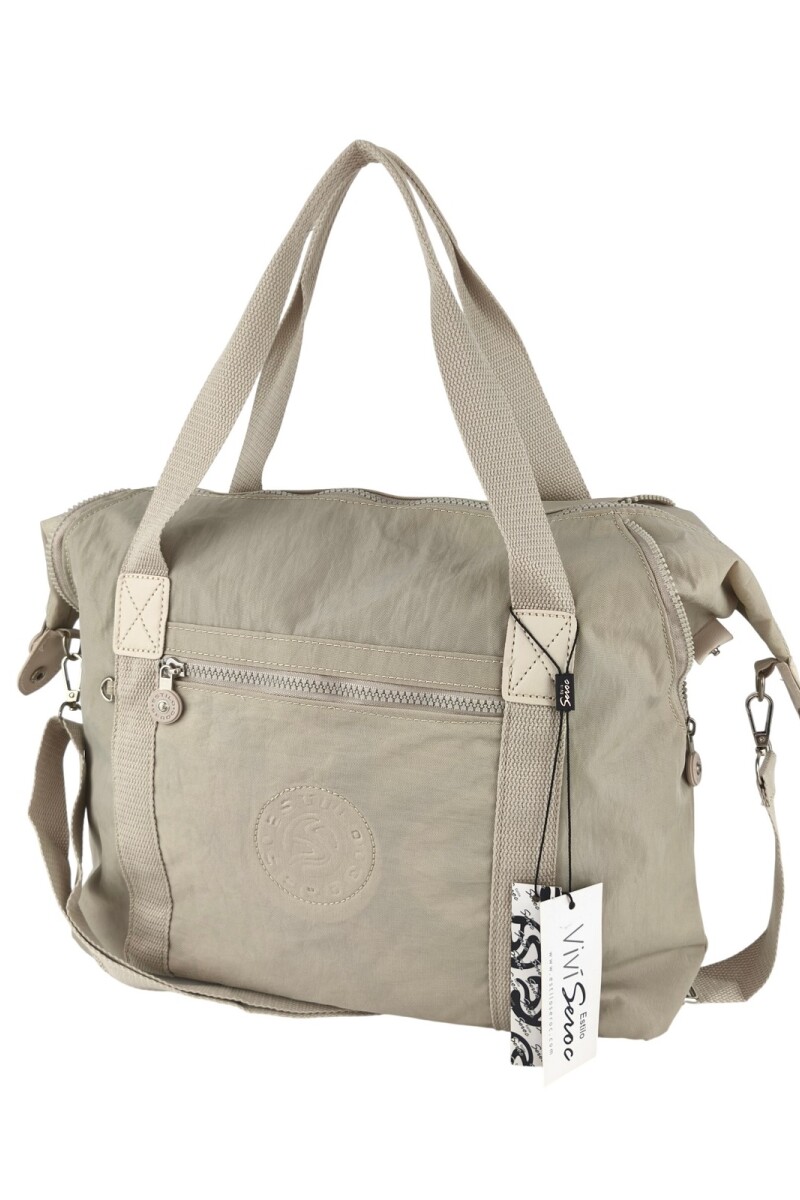 Bolso grande en tafeta amasada Beige