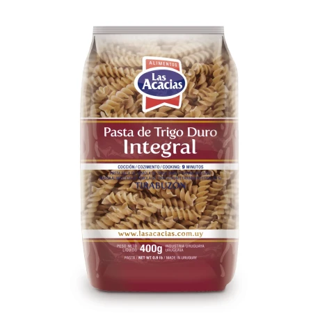 FIDEO LAS ACACIAS TRIGO DURO INTEG 400G TIRABUZON FIDEO LAS ACACIAS TRIGO DURO INTEG 400G TIRABUZON
