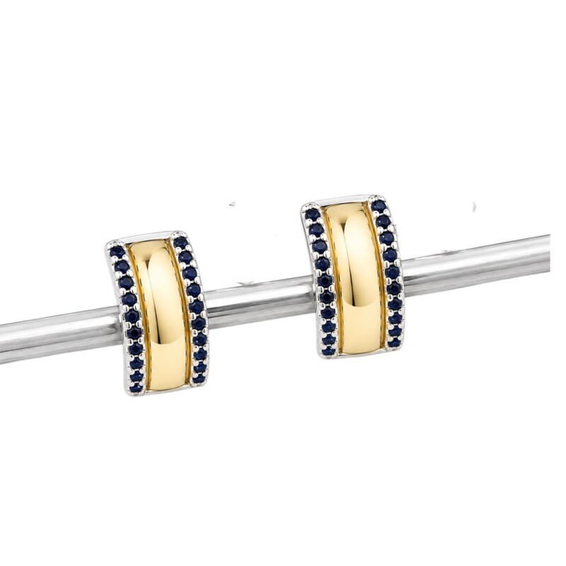 Caravanas Medio Aro Zafiro- Plata y Oro - CA8488 sinpiedra