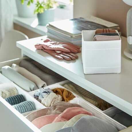 Set 2 Cajas Organizadoras 28x28x13cm Plegables Impermeables Blanco