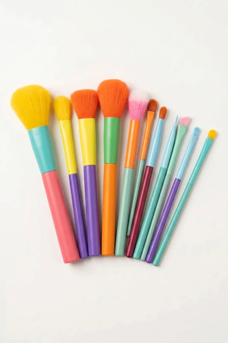 Set de 10 brochas de maquillaje multicolor