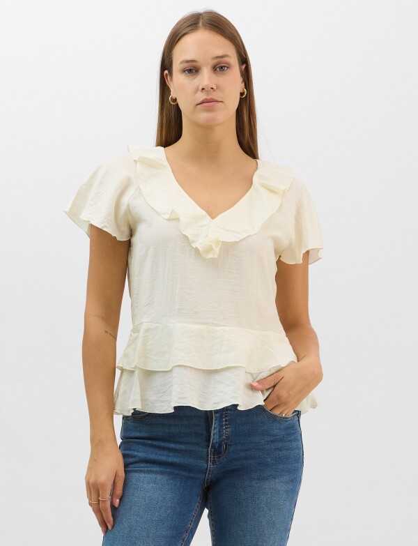 Blusa Satén Péplum CRUDO