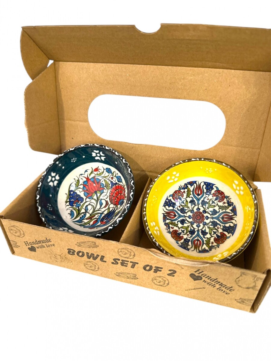 SET BOWLS X2 - VERDE Y AMARILLO 