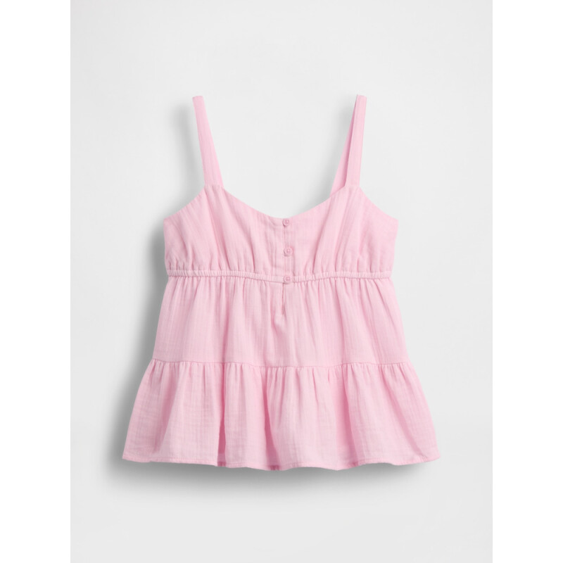 TIERED GAUZE TANK ROSE MIST