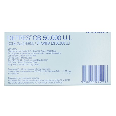 Detres 50000 Ui 2 Cápsulas Detres 50000 Ui 2 Cápsulas