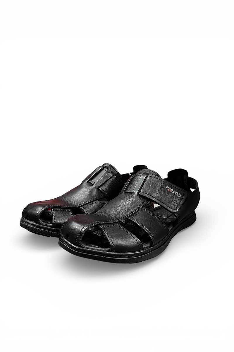 SANDALIA CERRADA CUERO PEGADA 131287 Negro