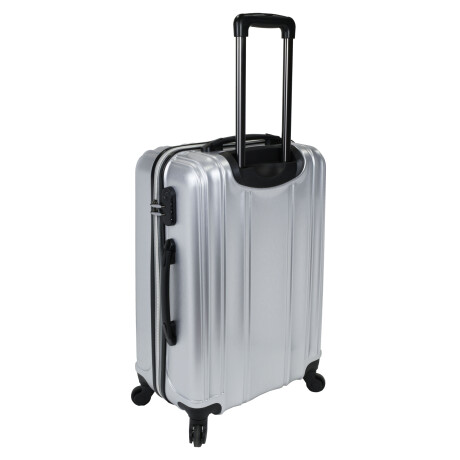 Maleta cabina trolley plateada mate rayas relieve