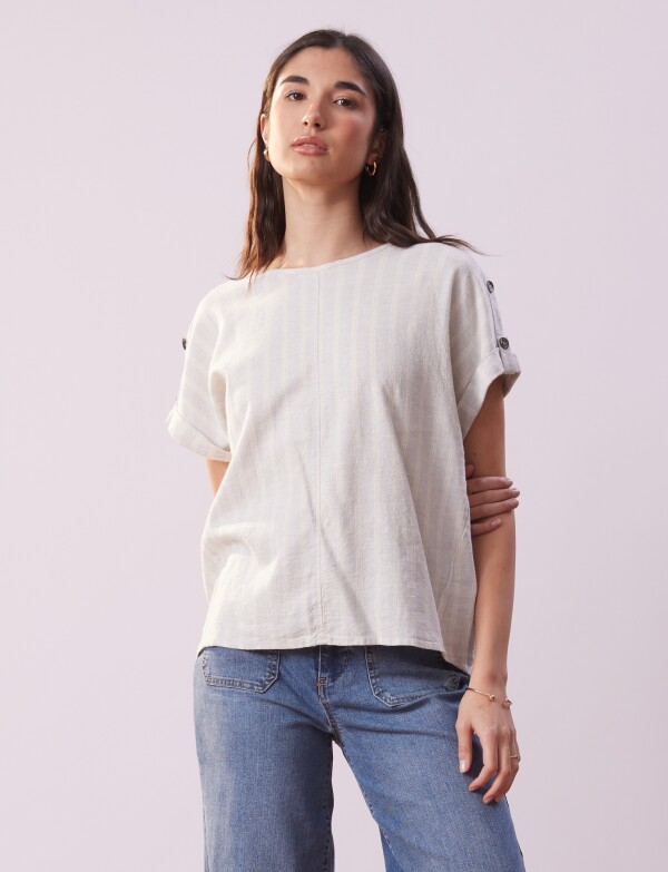 Blusa Lino Botones MULTI/CRUDO