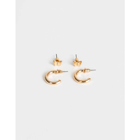 Set De Aros Bañado En Oro Dorado